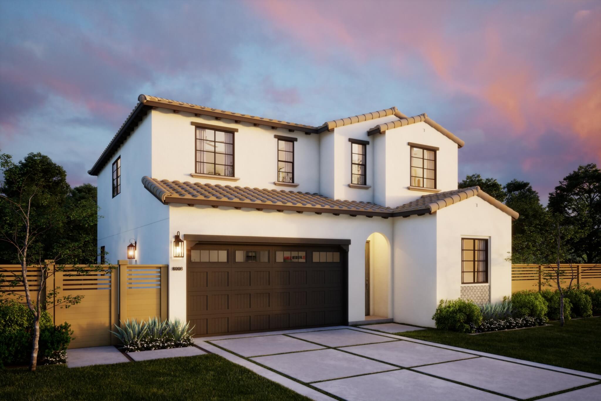 Thomas James Homes Southern California Ojai floorplan with a Spanish exterior style