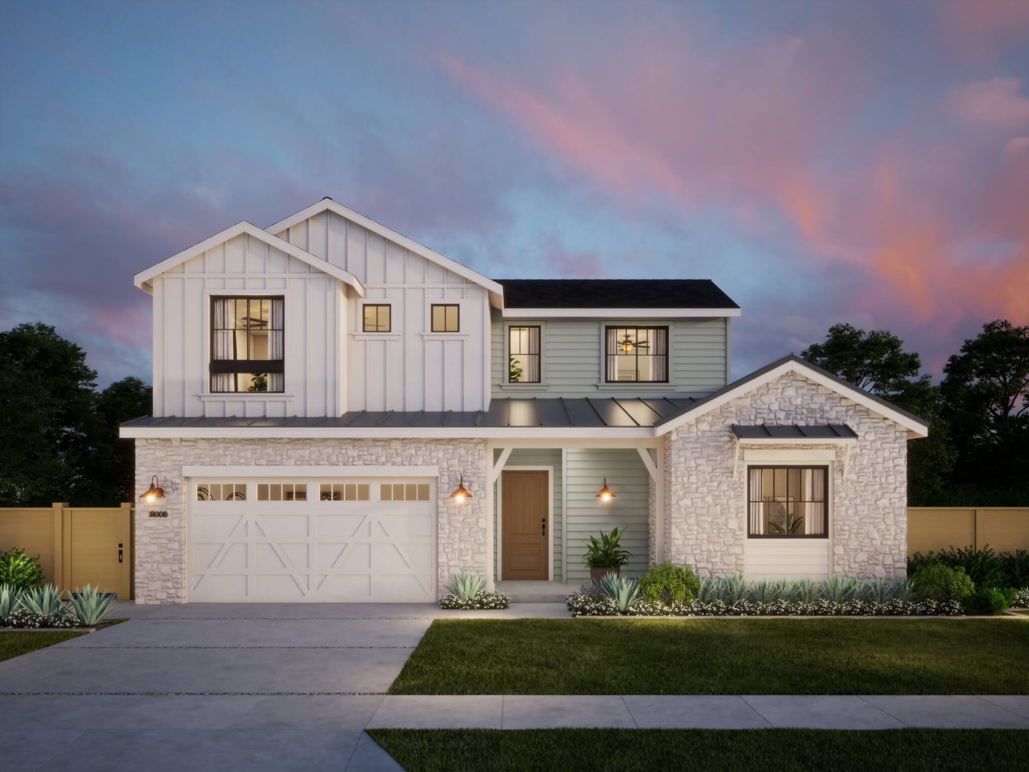 Thomas James Homes Southern California Olive floorplan with a Farmhouse exterior style