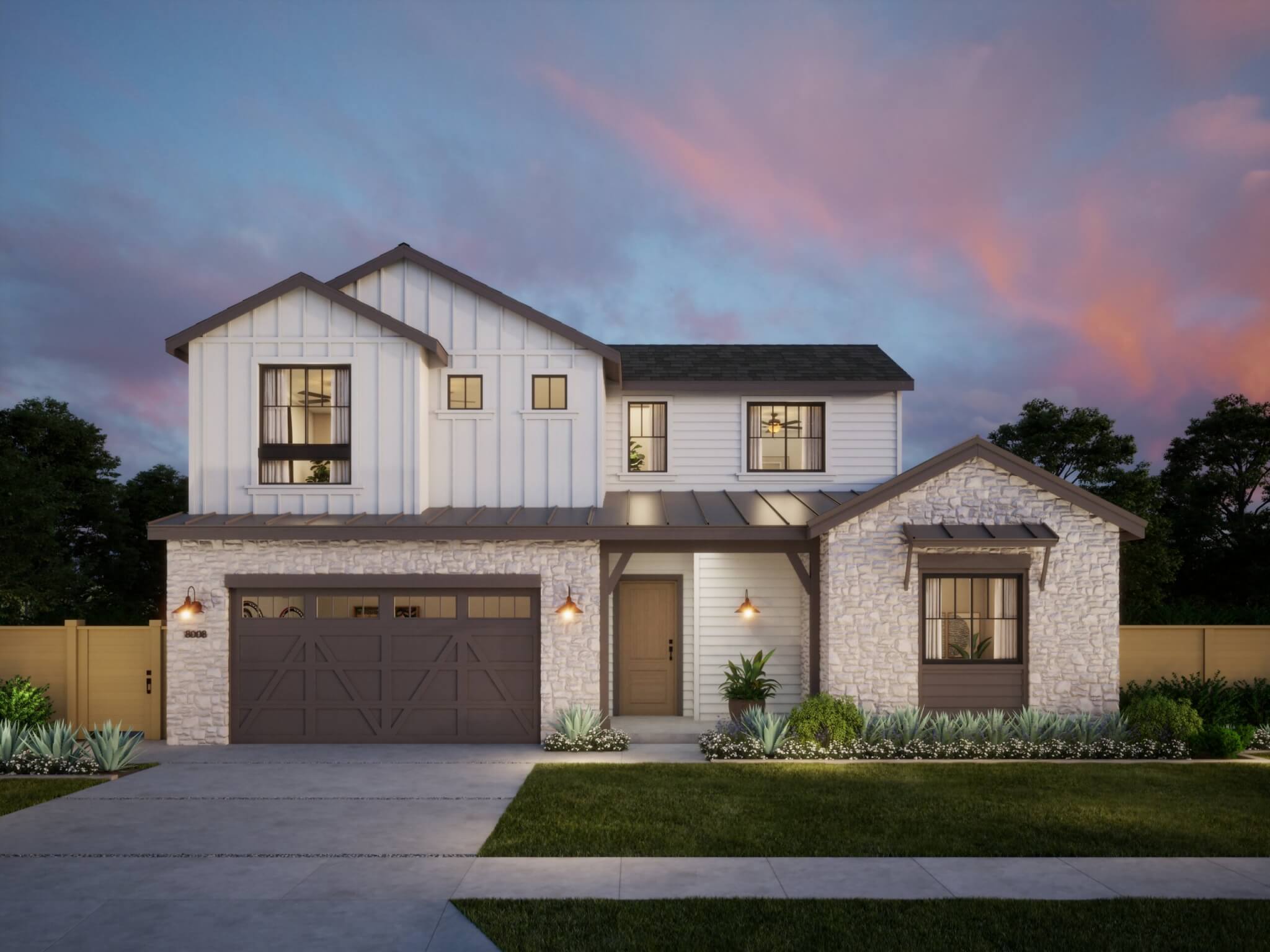 Thomas James Homes Southern California Olive floorplan with a Farmhouse exterior style