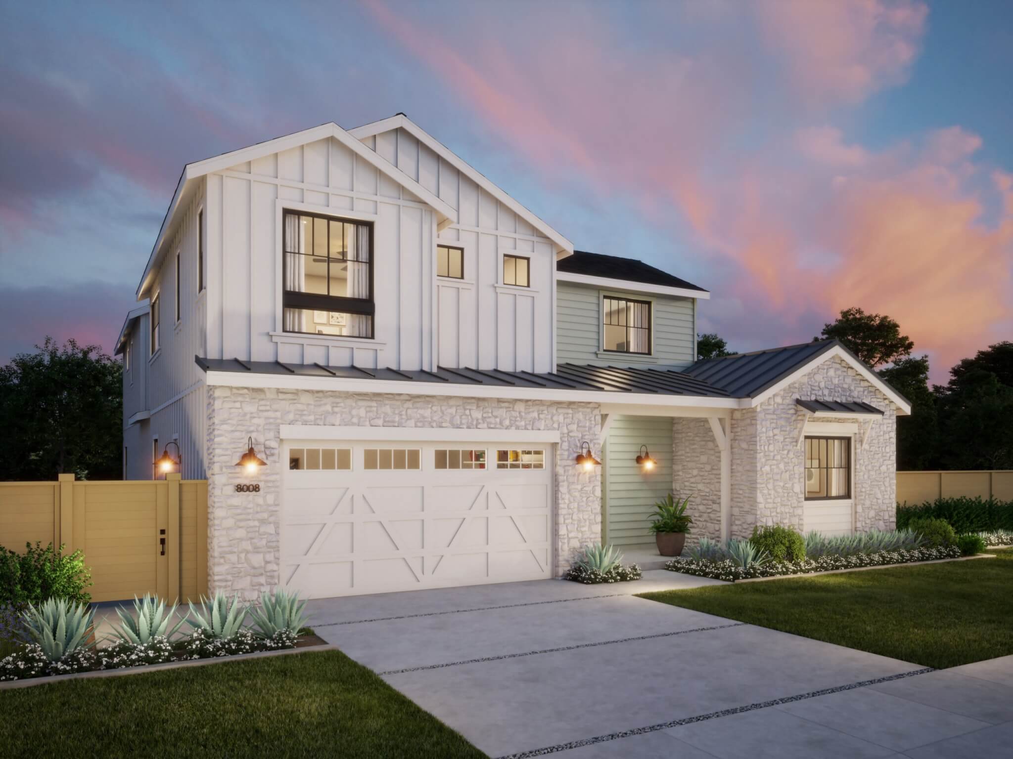 Thomas James Homes Southern California Olive floorplan with a Farmhouse exterior style