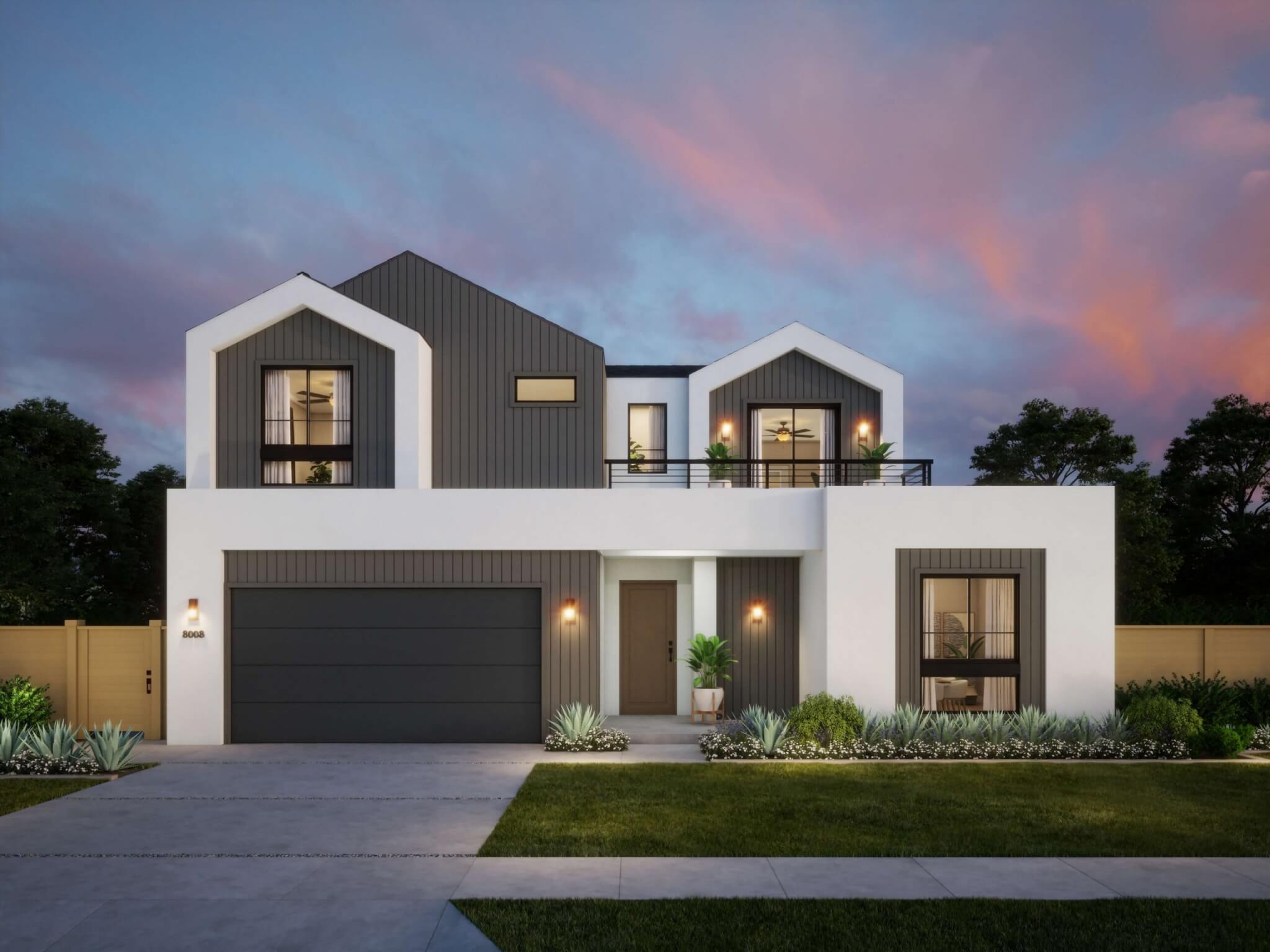 Thomas James Homes Southern California Olive floorplan with a Modern exterior style