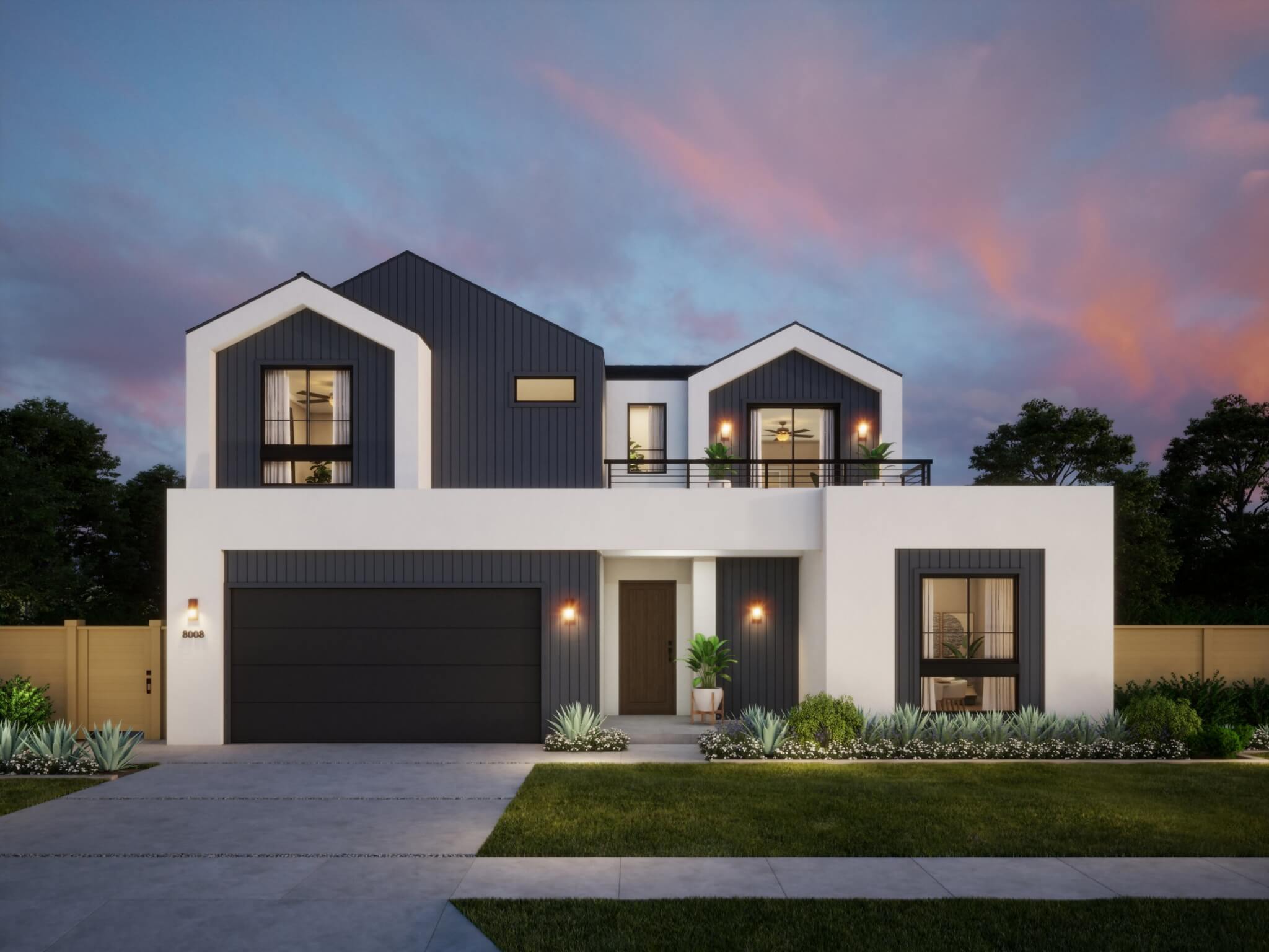 Thomas James Homes Southern California Olive floorplan with a Modern exterior style