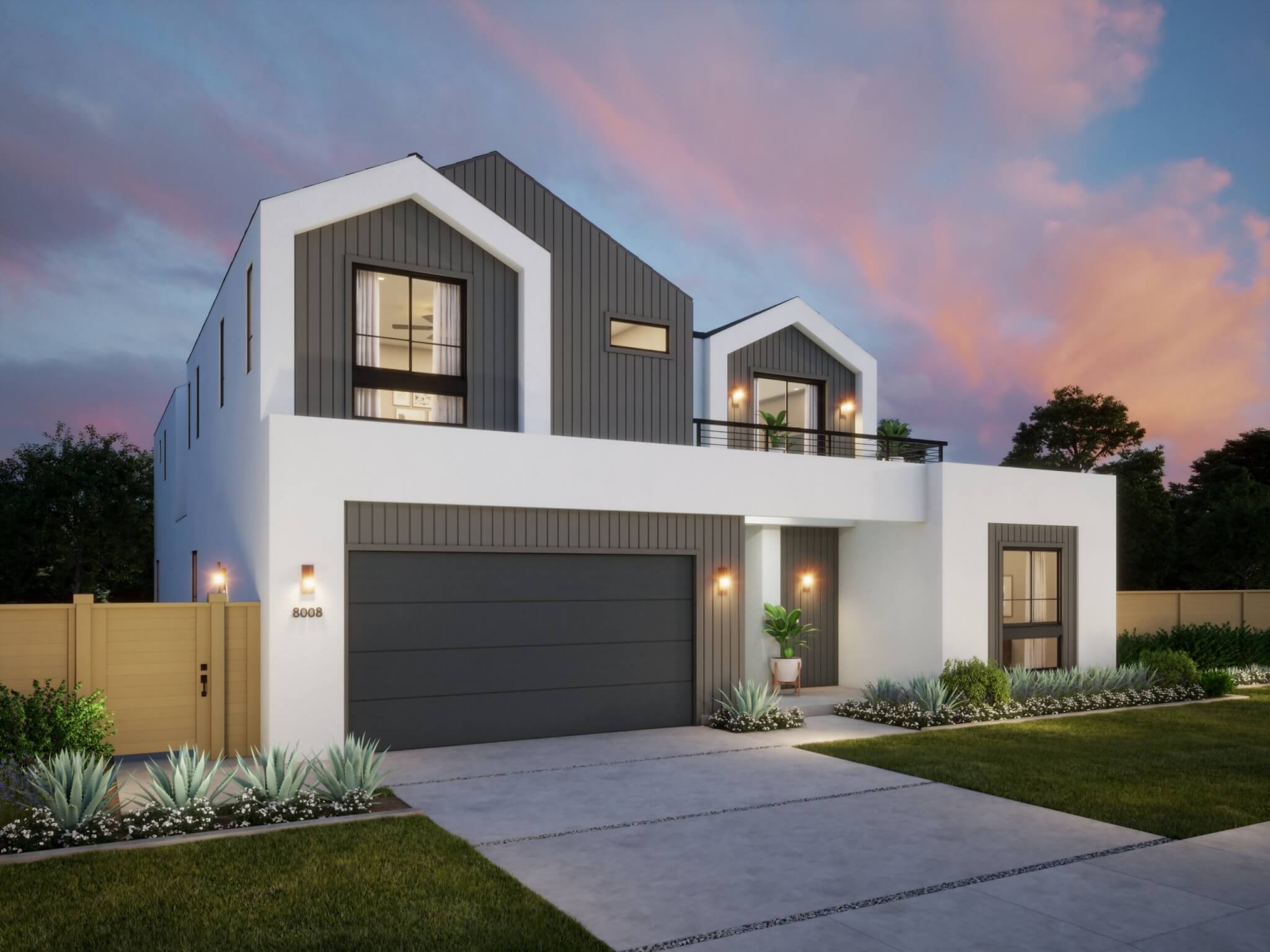 Thomas James Homes Southern California Olive floorplan with a Modern exterior style