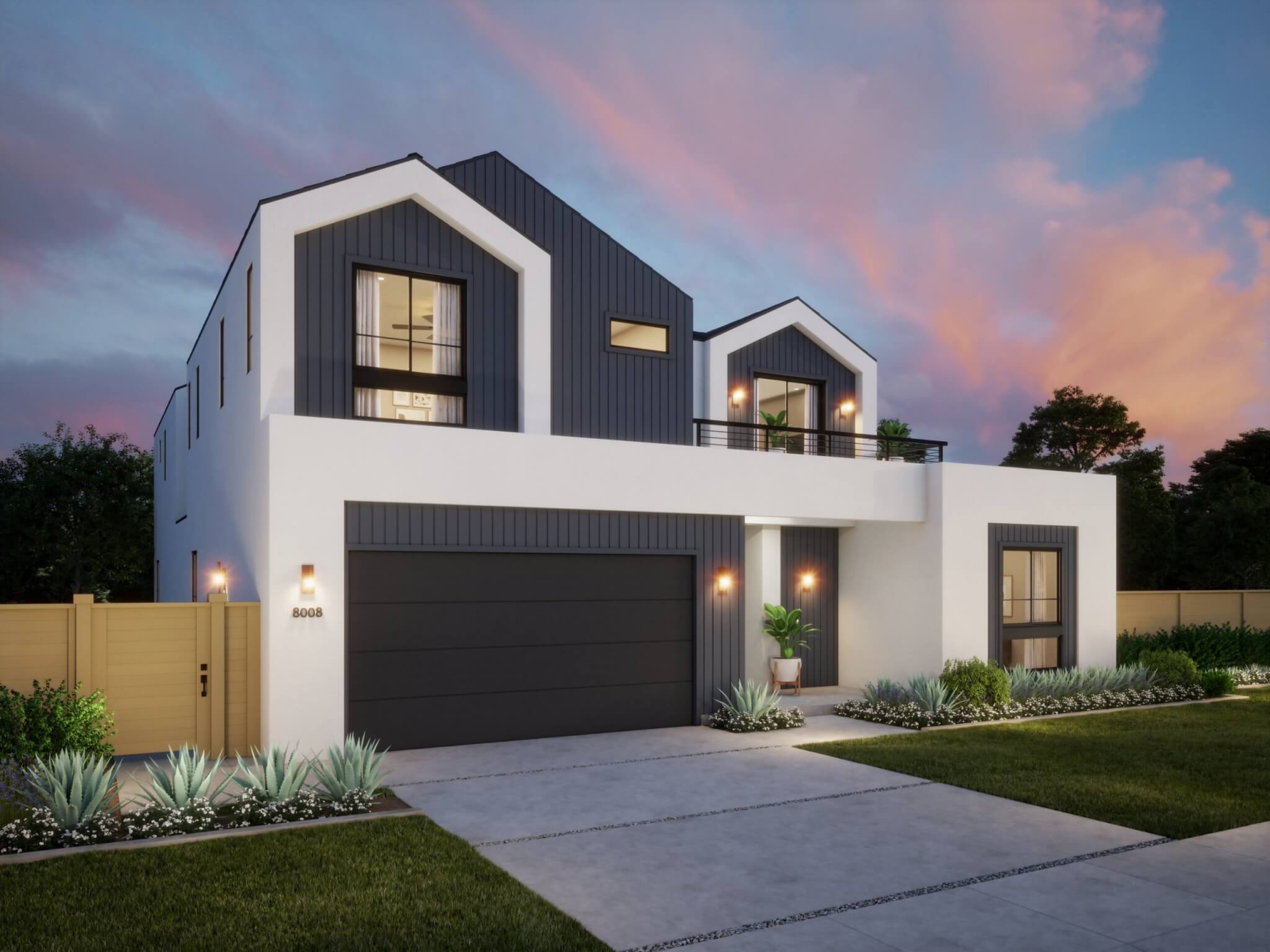 Thomas James Homes Southern California Olive floorplan with a Modern exterior style