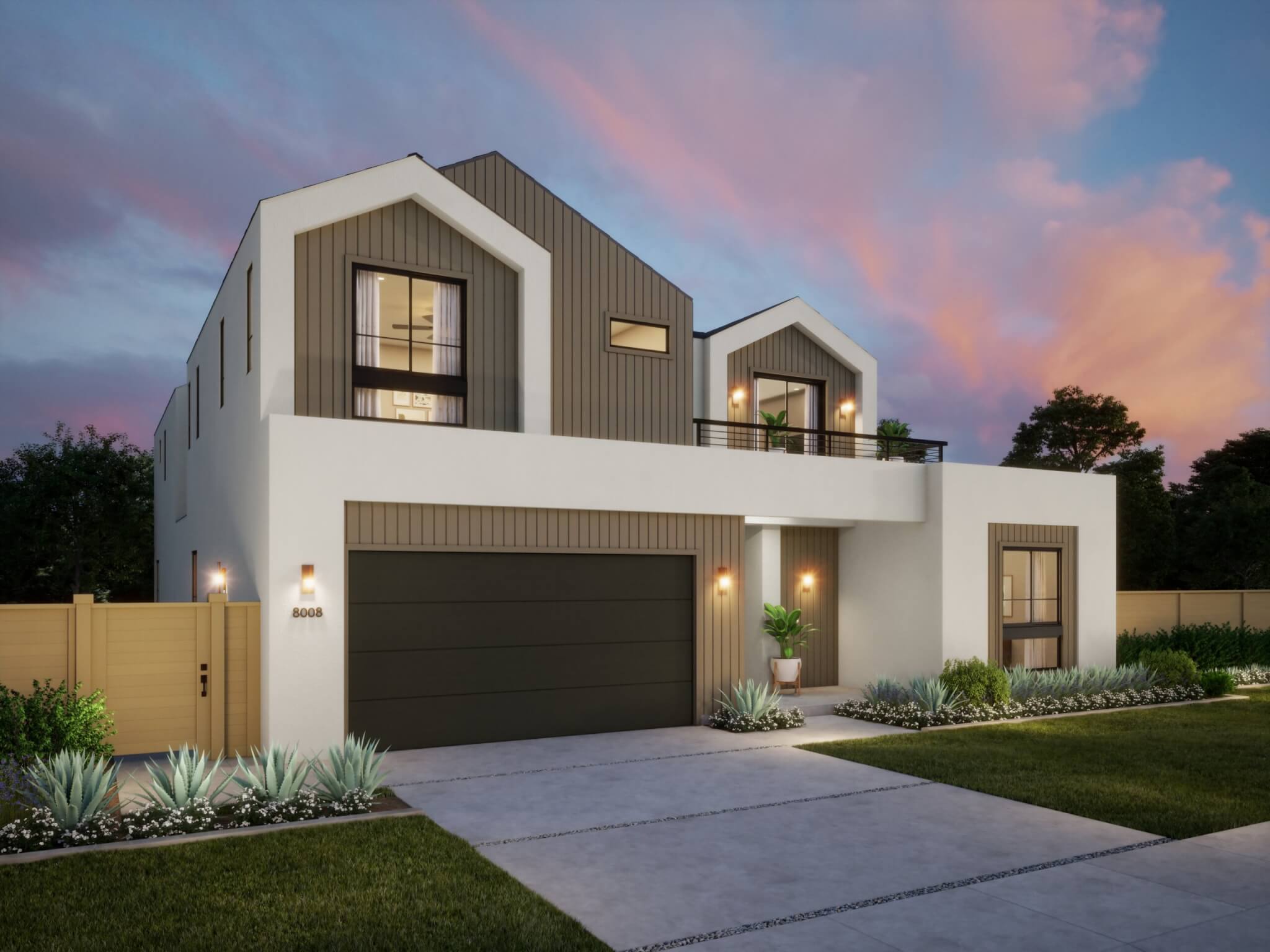 Thomas James Homes Southern California Olive floorplan with a Modern exterior style