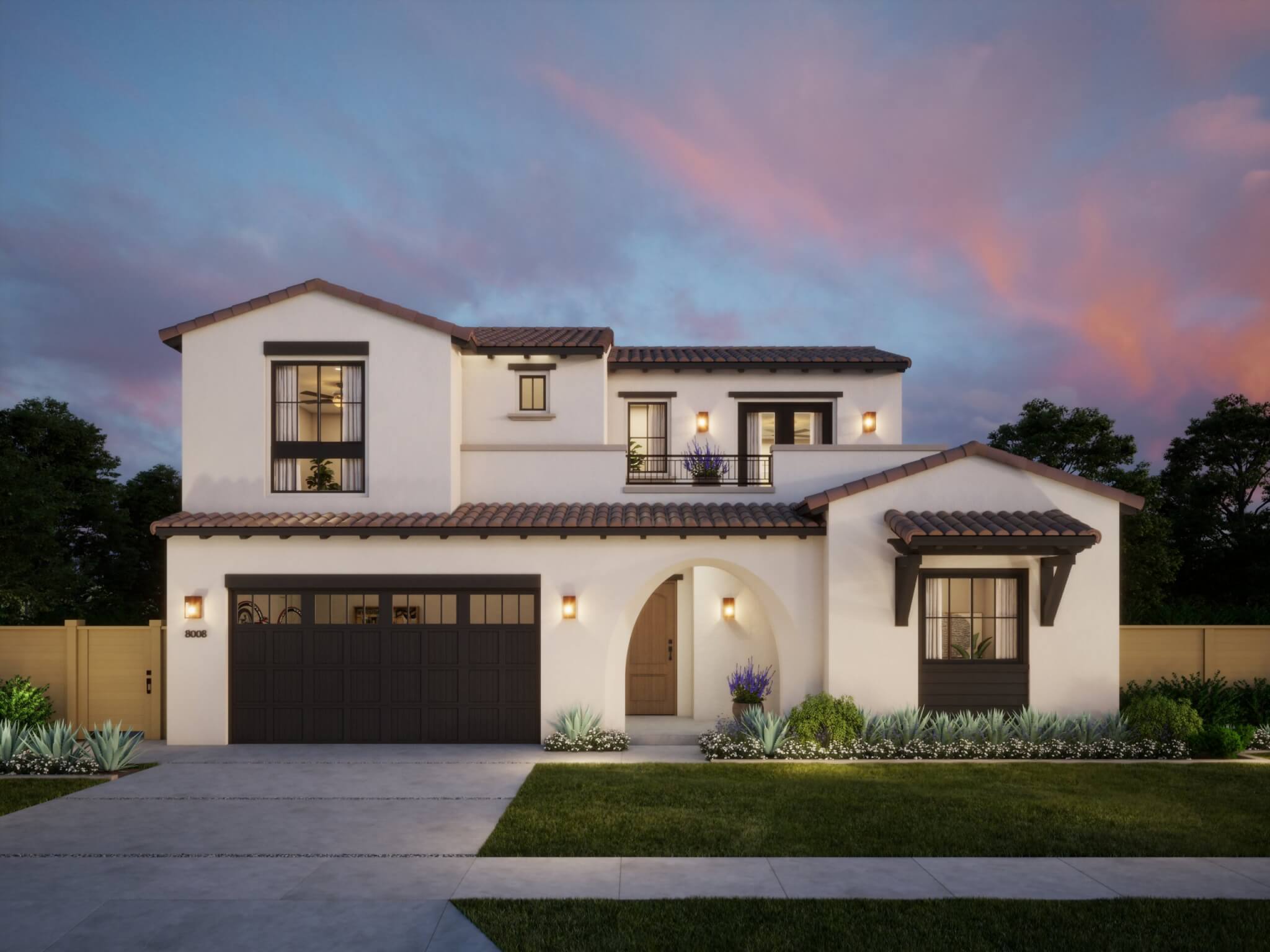 Thomas James Homes Southern California Olive floorplan with a Spanish exterior style