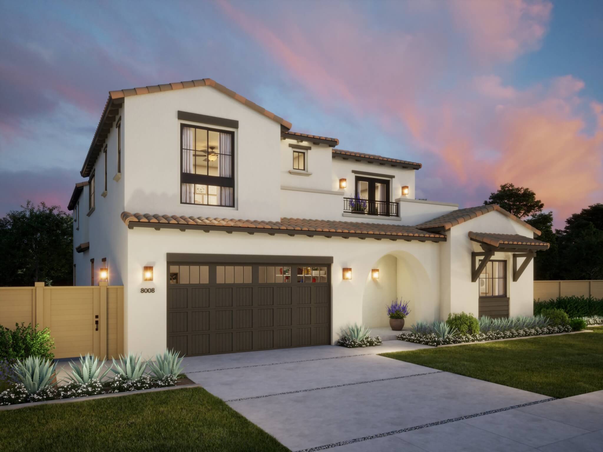 Thomas James Homes Southern California Olive floorplan with a Spanish exterior style