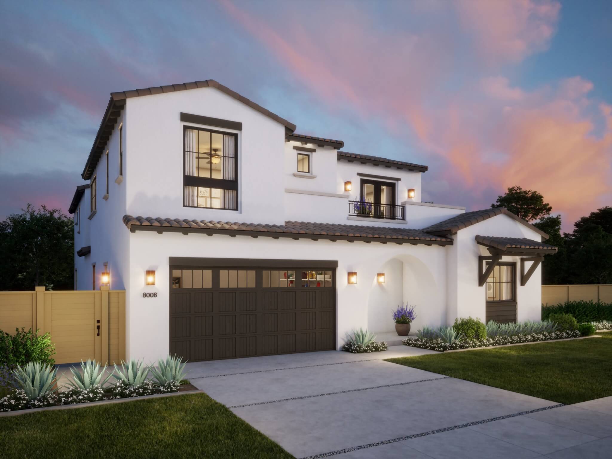 Thomas James Homes Southern California Olive floorplan with a Spanish exterior style