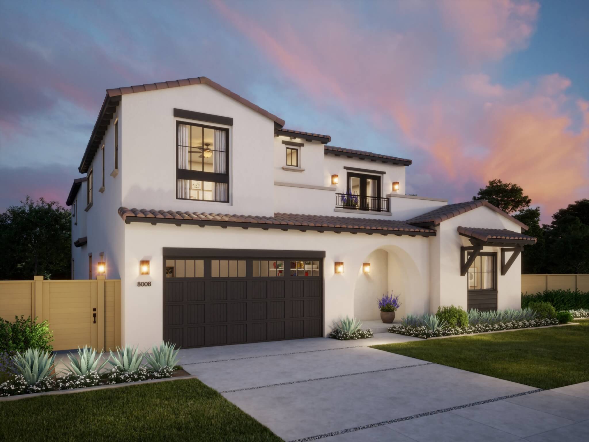 Thomas James Homes Southern California Olive floorplan with a Spanish exterior style