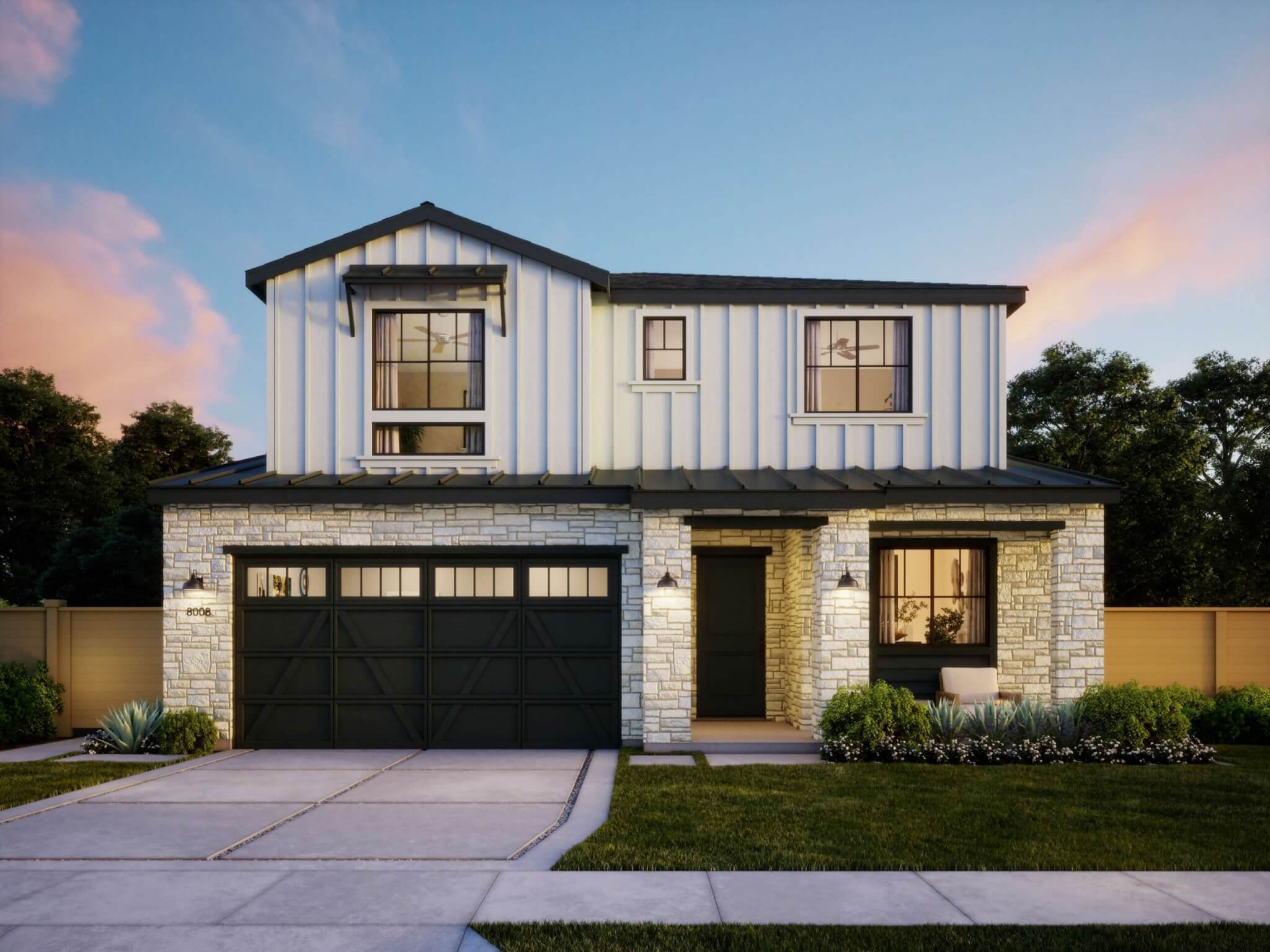 Thomas James Homes Southern California Palisade floorplan with a Farmhouse exterior style