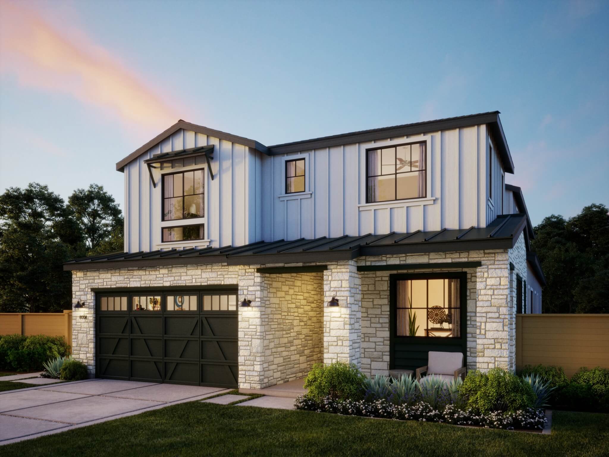 Thomas James Homes Southern California Palisade floorplan with a Farmhouse exterior style
