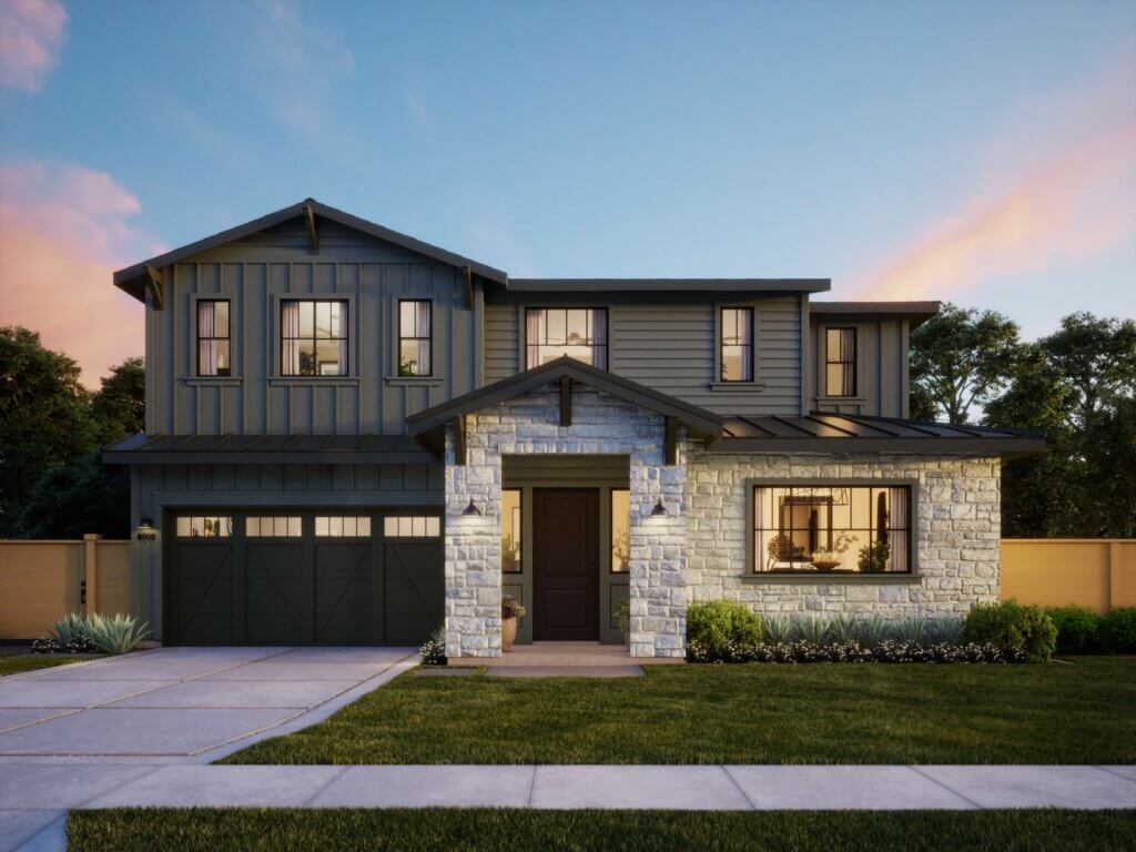 Thomas James Homes Southern California Willow floorplan with a Farmhouse exterior style