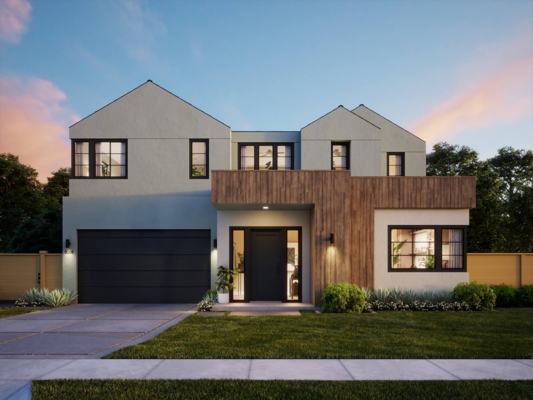 Thomas James Homes Southern California Willow floorplan with a Modern exterior style
