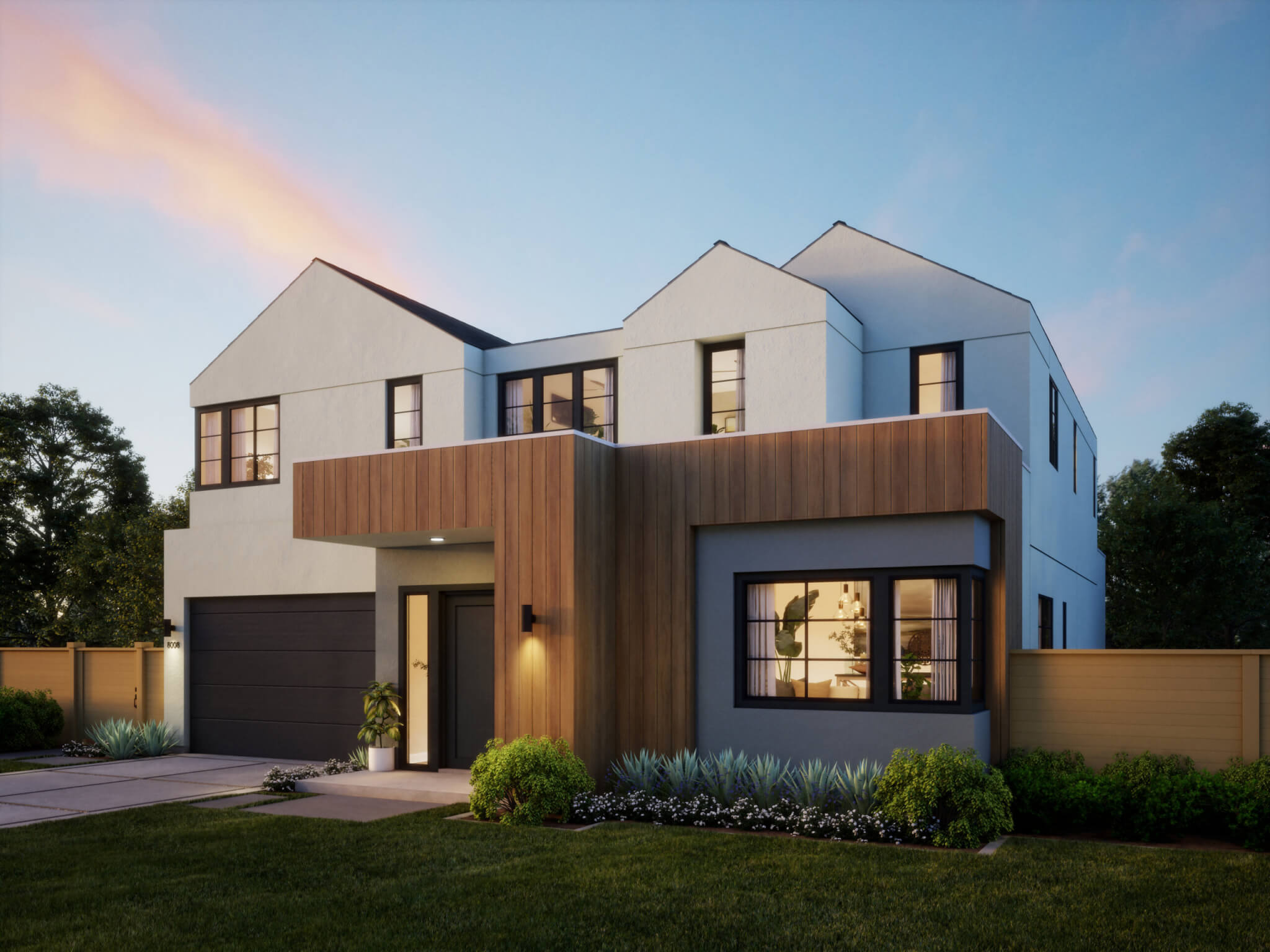 Thomas James Homes Southern California Willow floorplan with a Modern exterior style