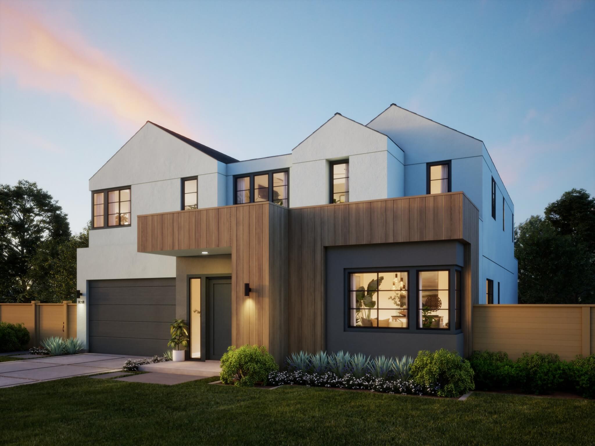 Thomas James Homes Southern California Willow floorplan with a Modern exterior style