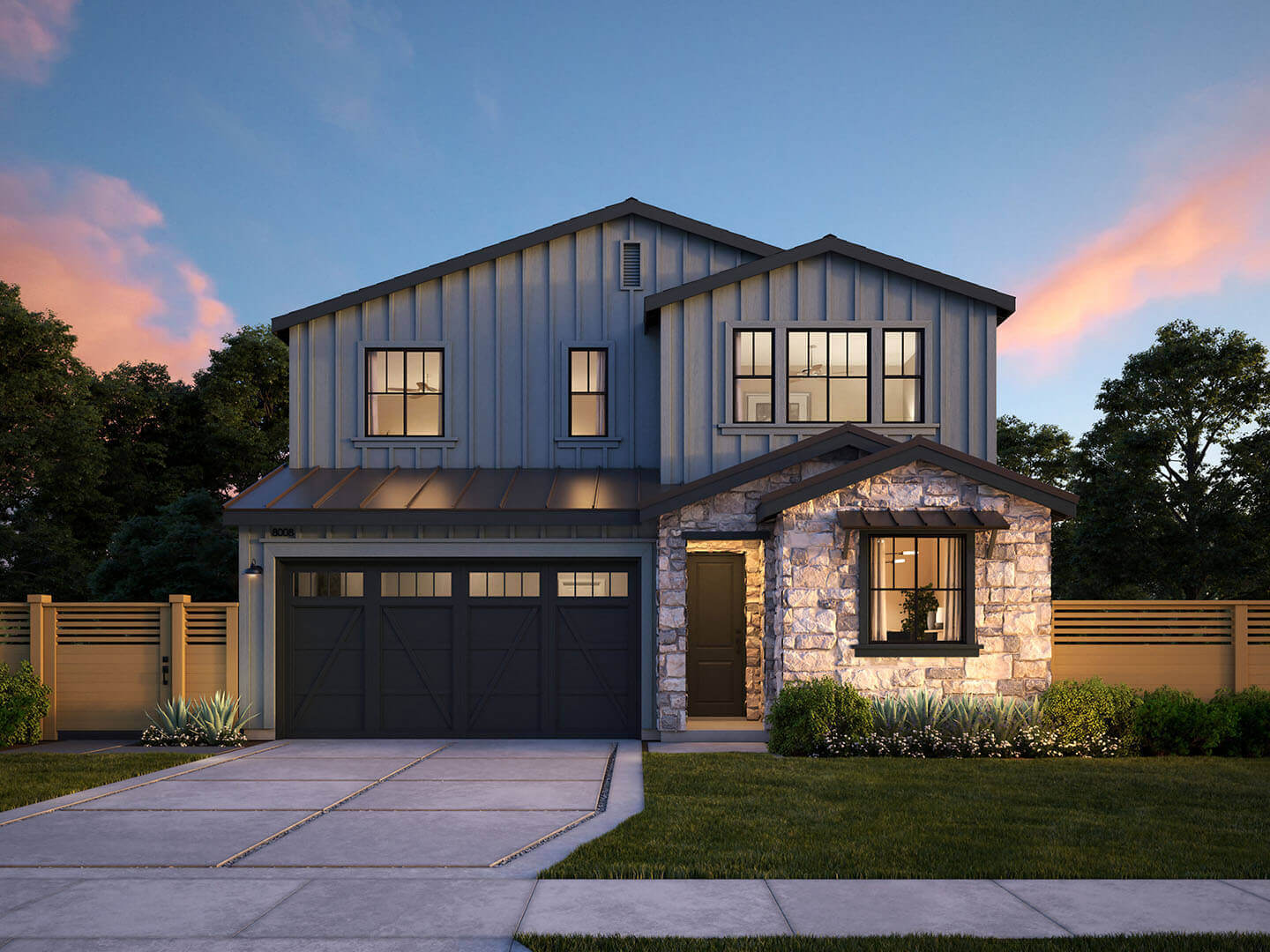 Thomas James Homes Southern California Wisteria floorplan with a Farmhouse exterior style