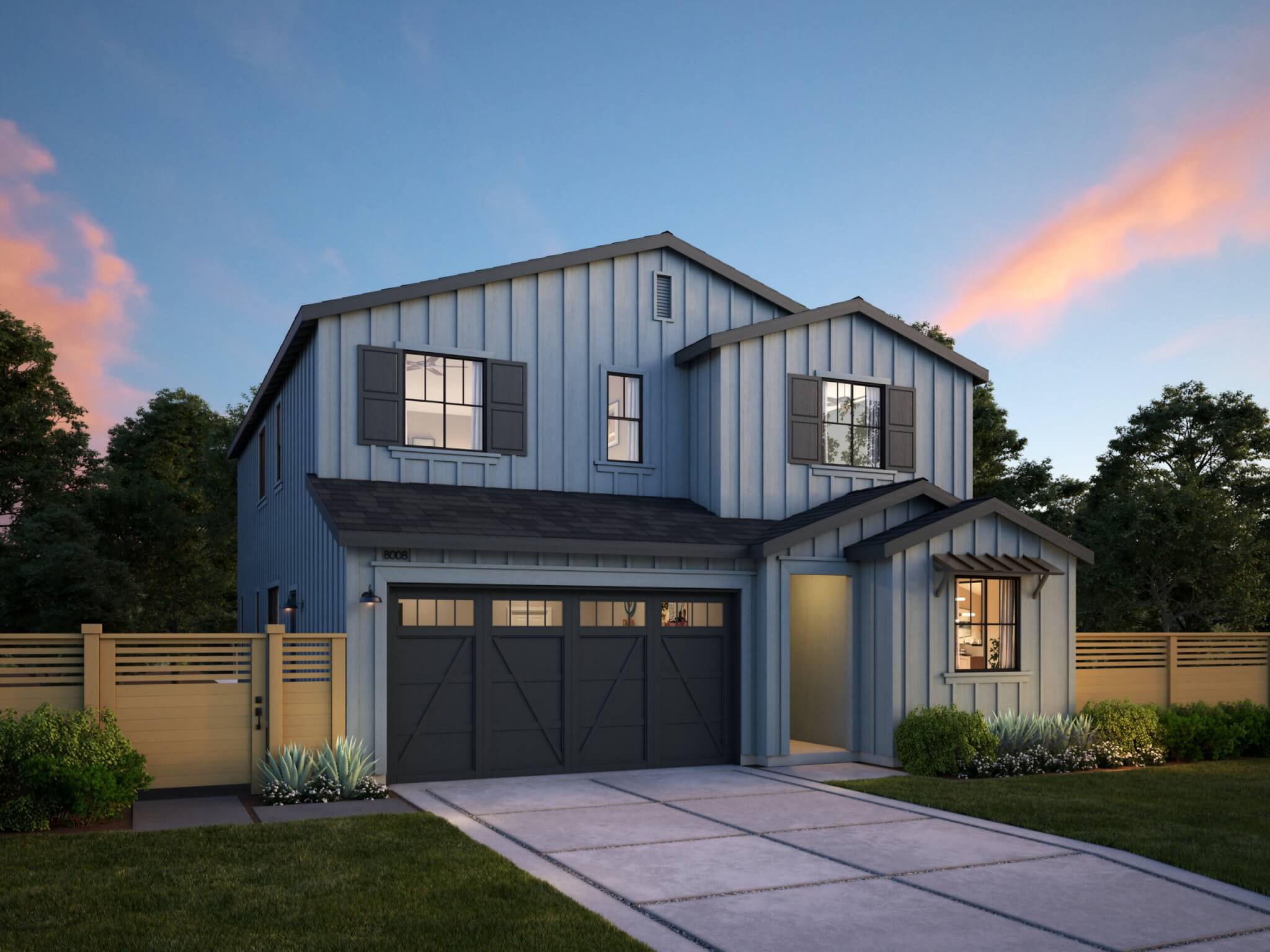 Thomas James Homes Southern California Wisteria floorplan with a Farmhouse exterior style