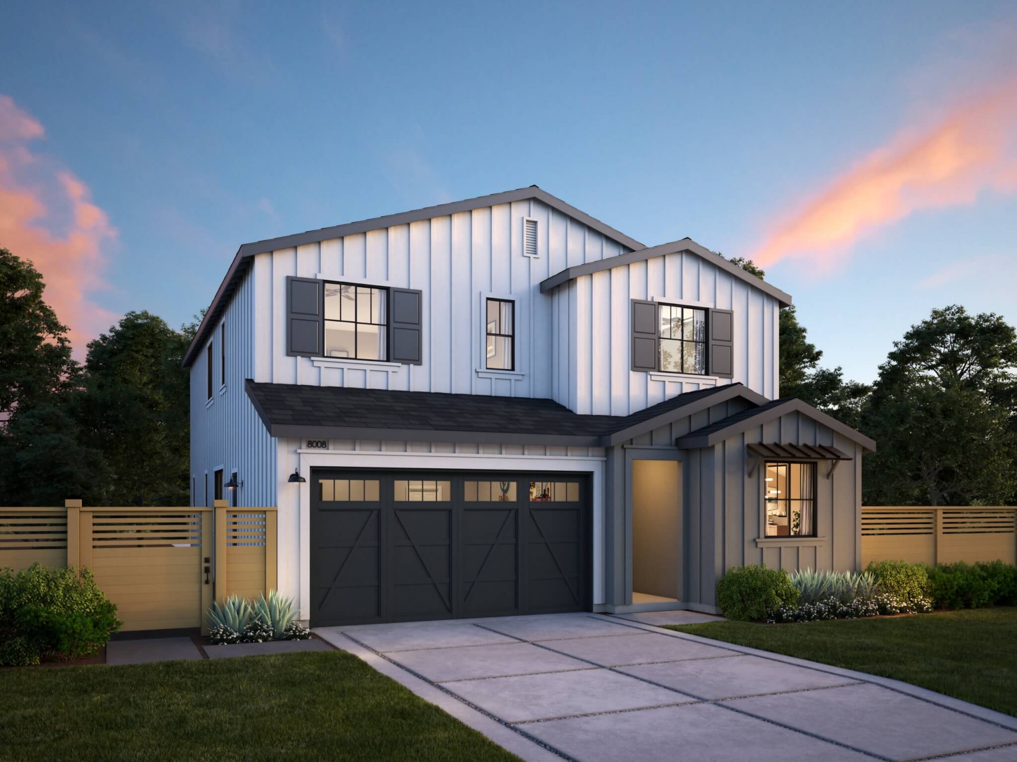 Thomas James Homes Southern California Wisteria floorplan with a Farmhouse exterior style
