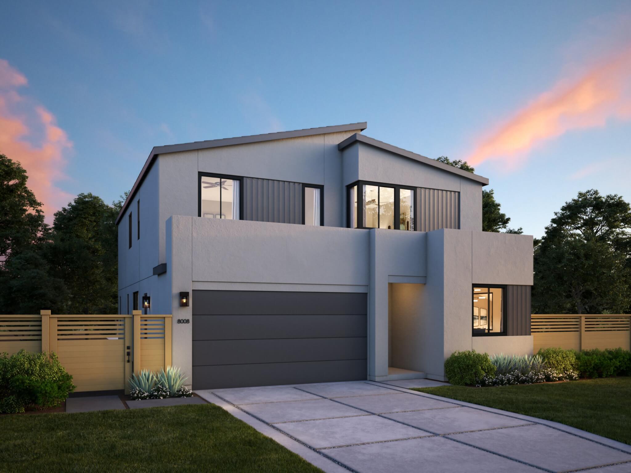 Thomas James Homes Southern California Wisteria floorplan with a Modern exterior style