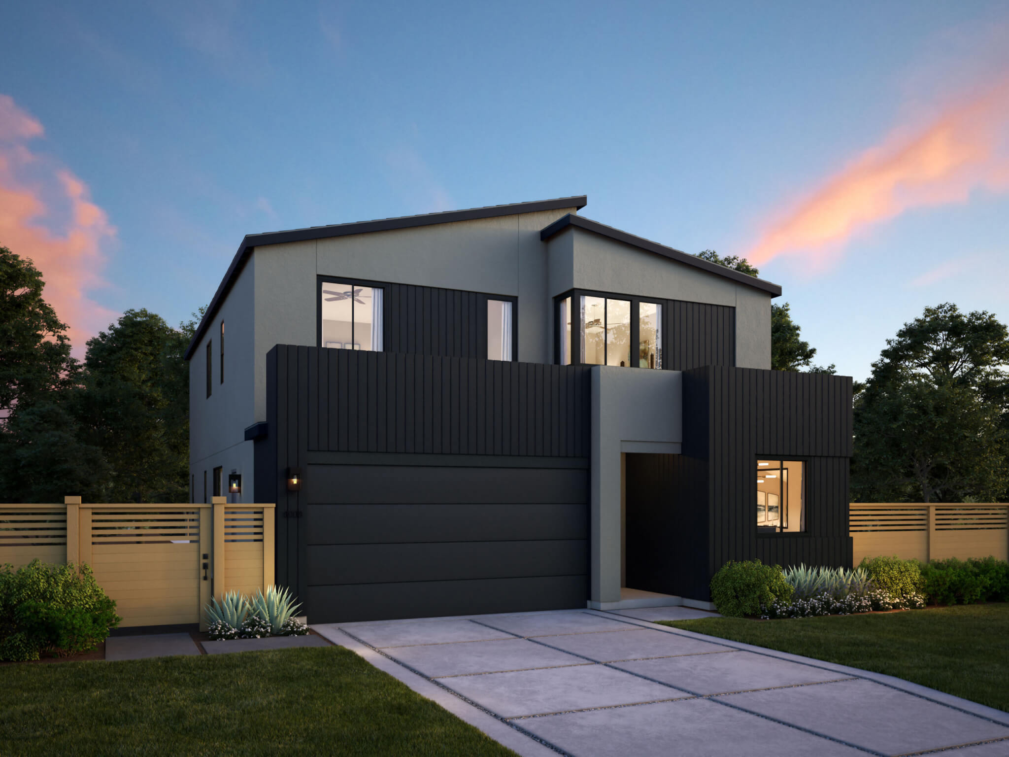 Thomas James Homes Southern California Wisteria floorplan with a Modern exterior style