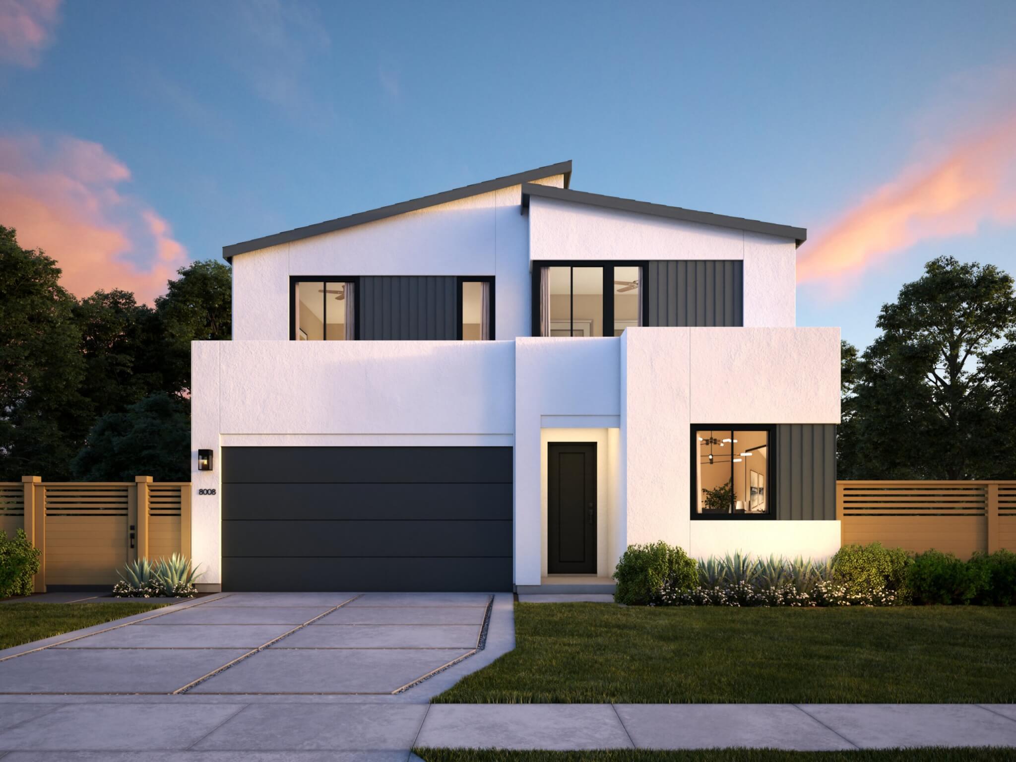 Thomas James Homes Southern California Wisteria floorplan with a Modern exterior style