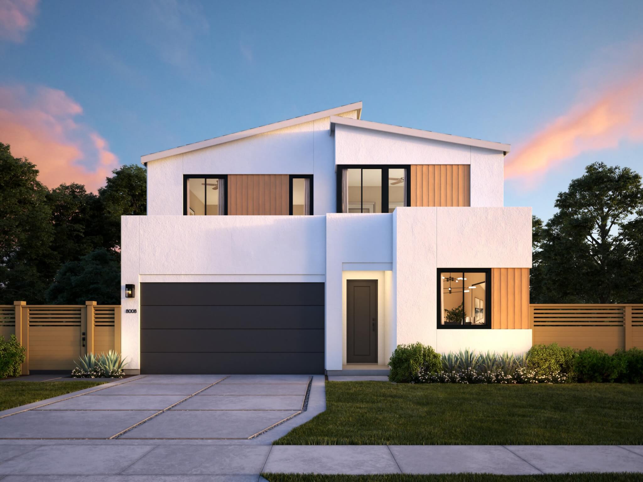 Thomas James Homes Southern California Wisteria floorplan with a Modern exterior style