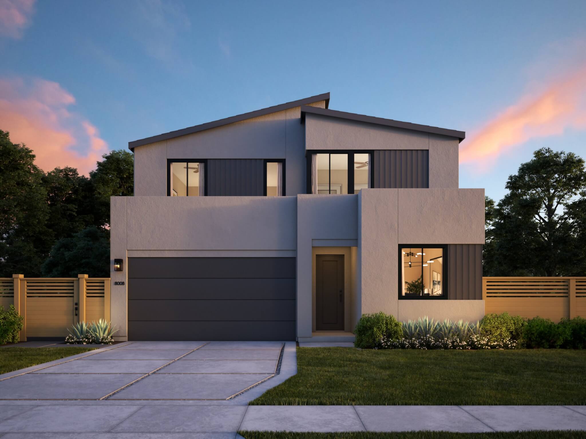 Thomas James Homes Southern California Wisteria floorplan with a Modern exterior style