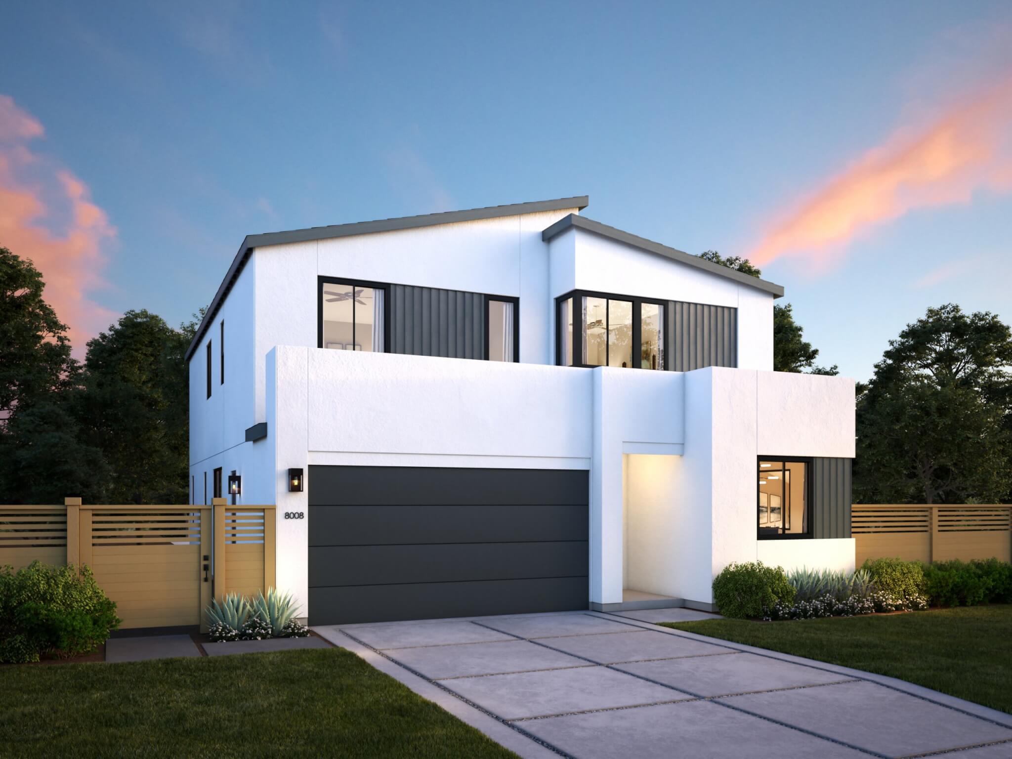 Thomas James Homes Southern California Wisteria floorplan with a Modern exterior style