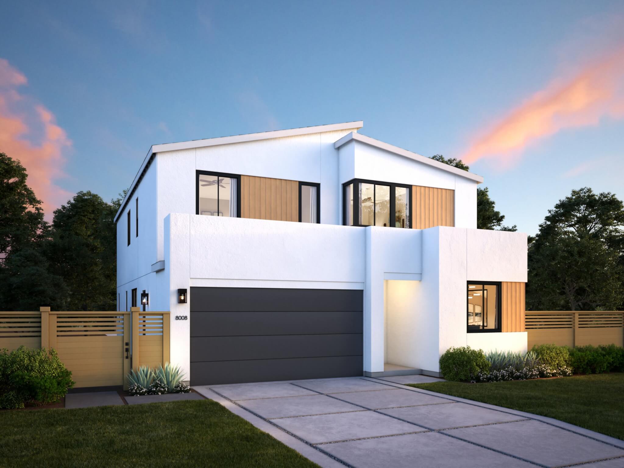 Thomas James Homes Southern California Wisteria floorplan with a Modern exterior style