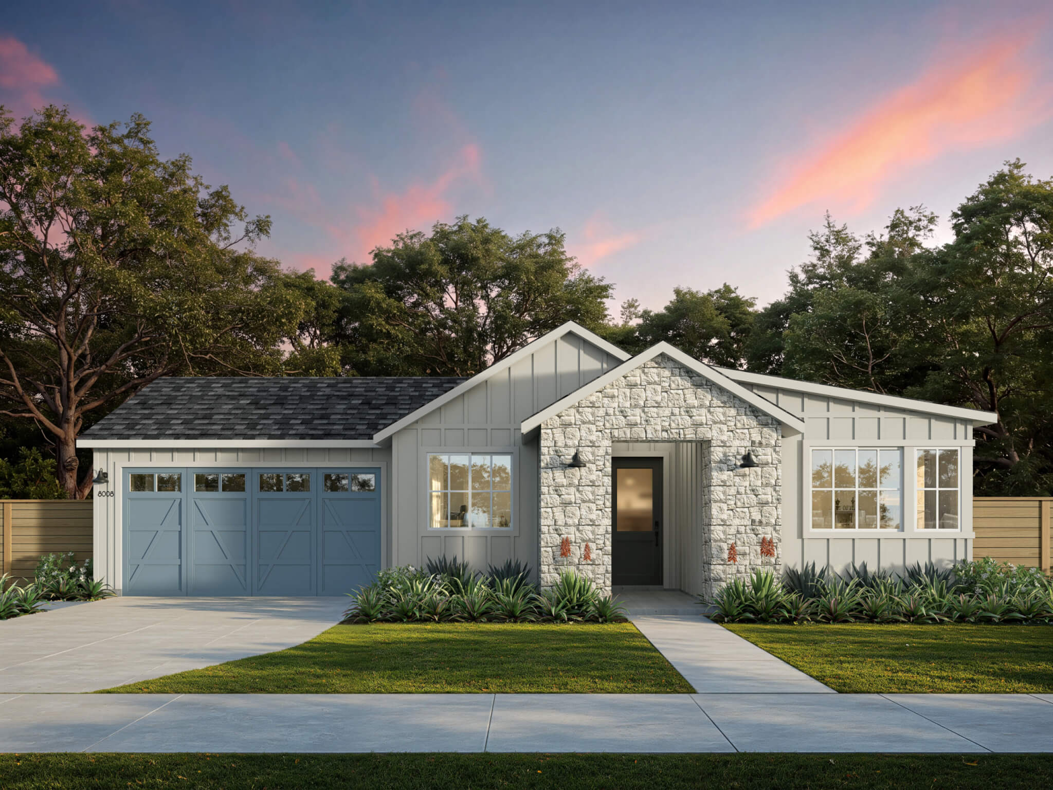 Thomas James Homes Southern California Brisbane floorplan with a Farmhouse exterior style