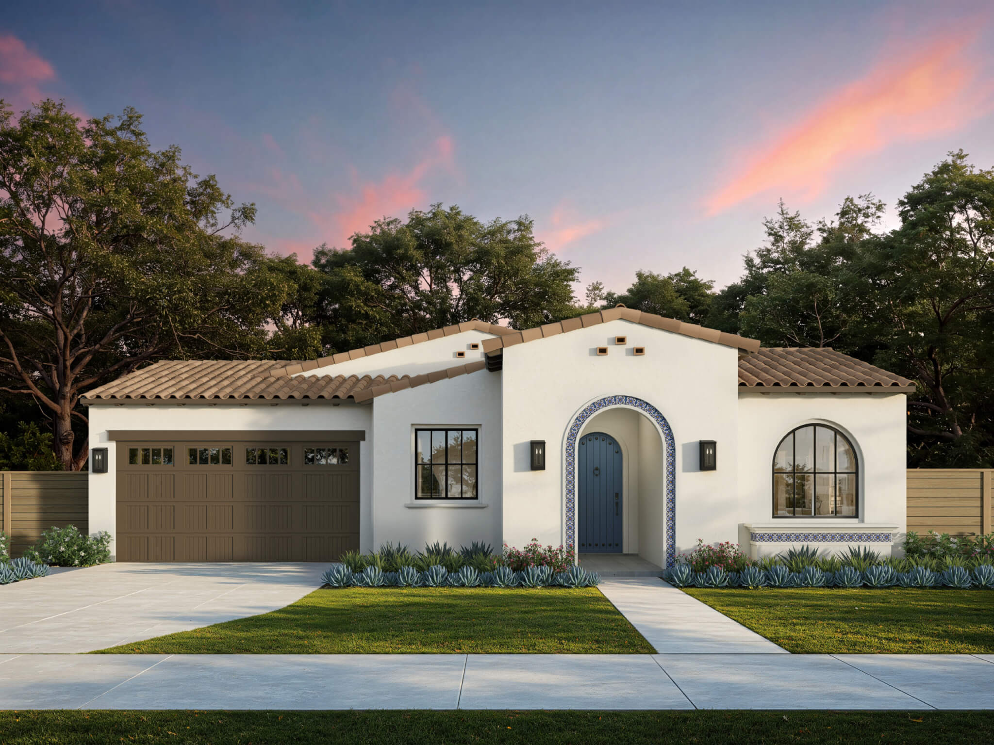 Thomas James Homes Southern California Brisbane floorplan with a Spanish exterior style