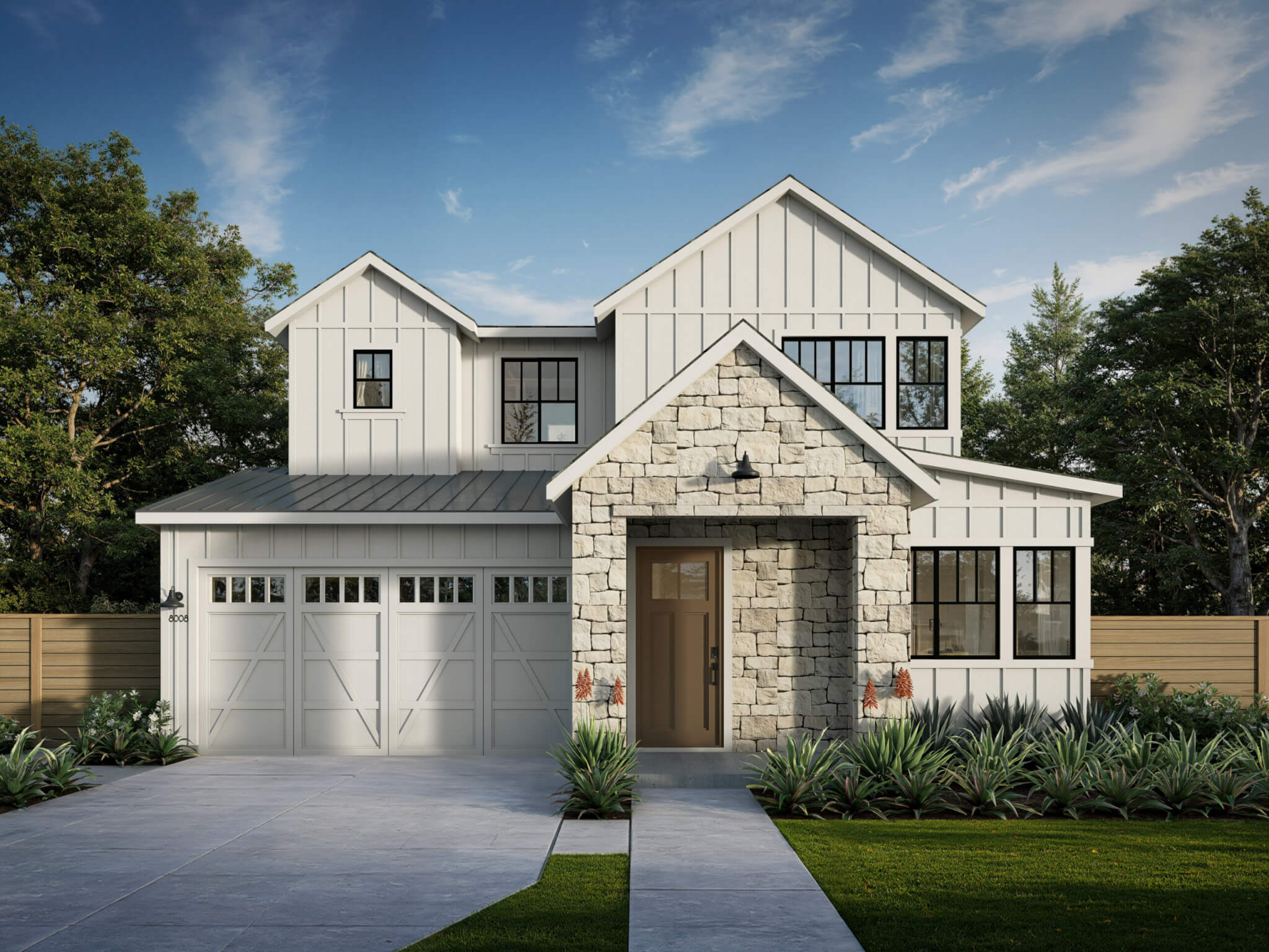 Thomas James Homes Southern California Sierra floorplan with a Farmhouse exterior style